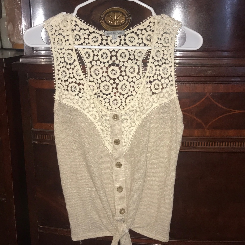 Charlotte Russe Crochet tie top